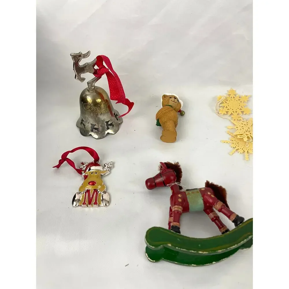 28x VTG Holiday Ornaments Christmas Horse‎ Wood Glass Metal Lot Collectibles